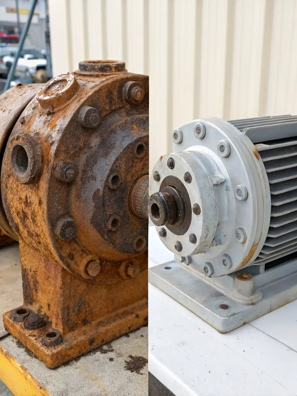 A before-and-after shot of a car wheel well, demonstrating the effectiveness of dry ice blasting in removing dirt and grime.
